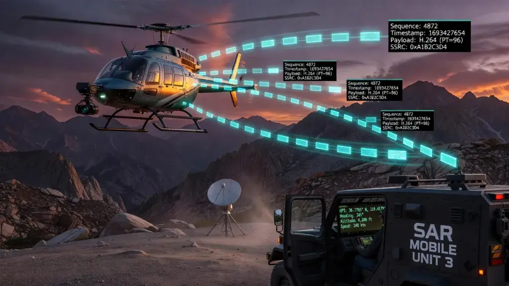How Helicopter Live Video Streaming Uses Real-Time Transport Protocol for Low-Latency RTP Payloads